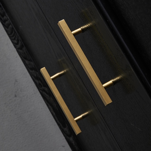 Brushed Brass Cabinet Pull - Modern Pull for Cabinets and Drawers Set of 2 - Picture 2 of 4